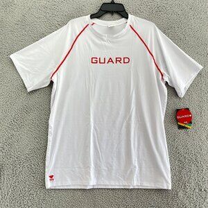 TYR Swimwear Mens XL White Durafst‎ Kite 200 Short Sleeve Rash Guard New $39.99
